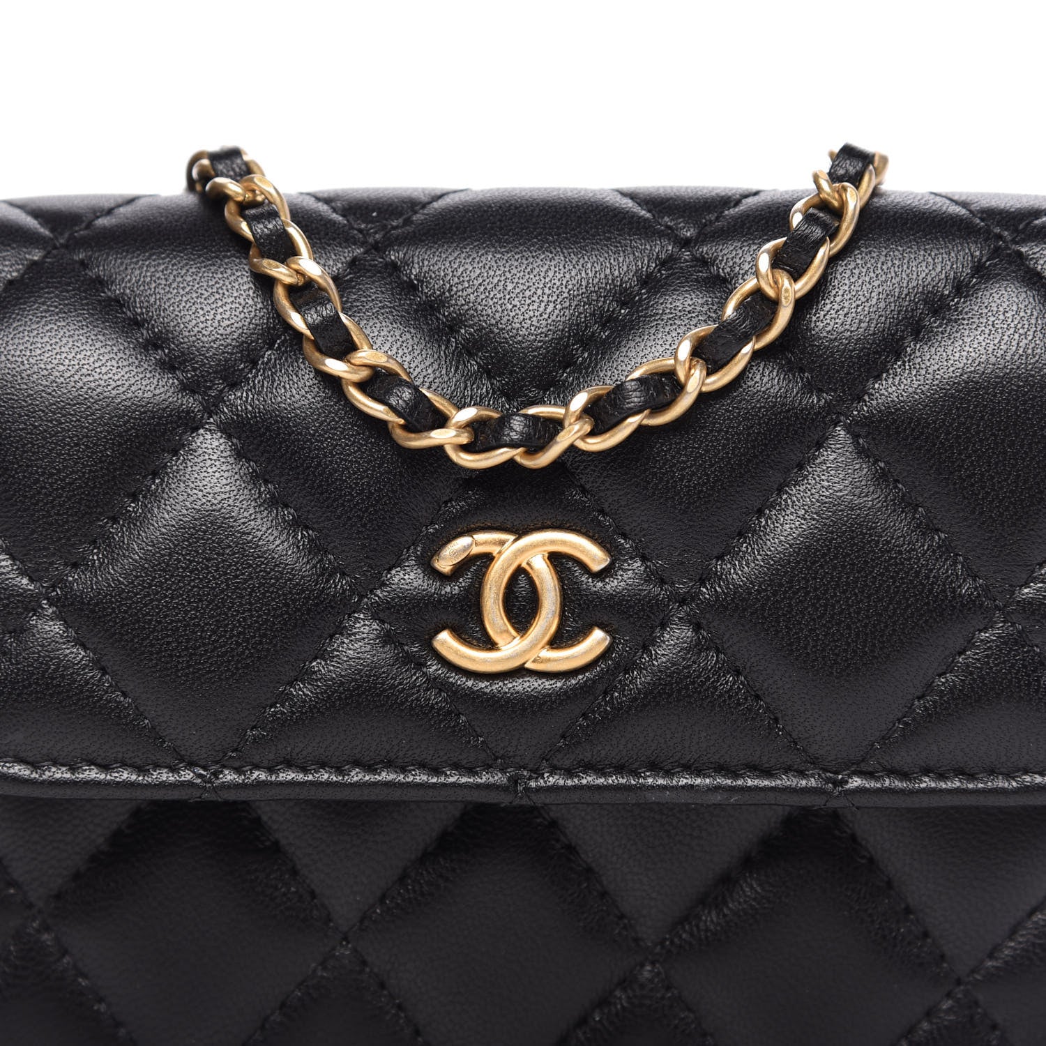 Chanel Lambskin Quilted Pearl Crush Clutch With Chain Black 11 of 12