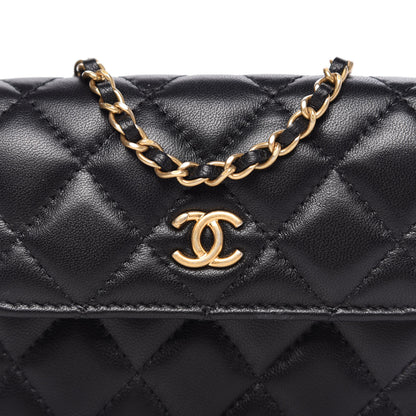 Chanel Lambskin Quilted Pearl Crush Clutch With Chain Black 11 of 12