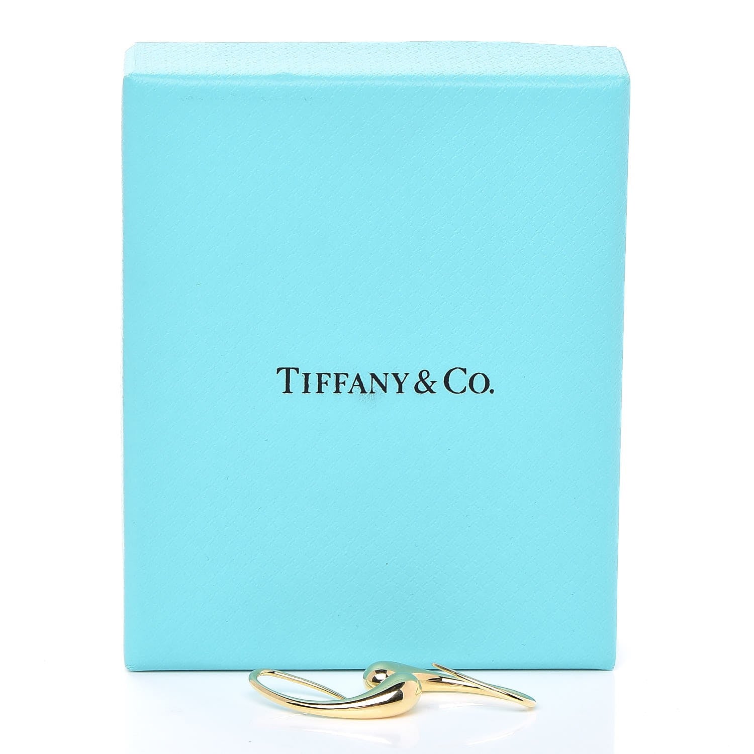 Tiffany 18K Yellow Gold Elsa Peretti Teardrop Hoop Earrings 8 of 8