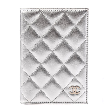 Chanel Metallic Lambskin Quilted Passport Holder Silver 1 of 8