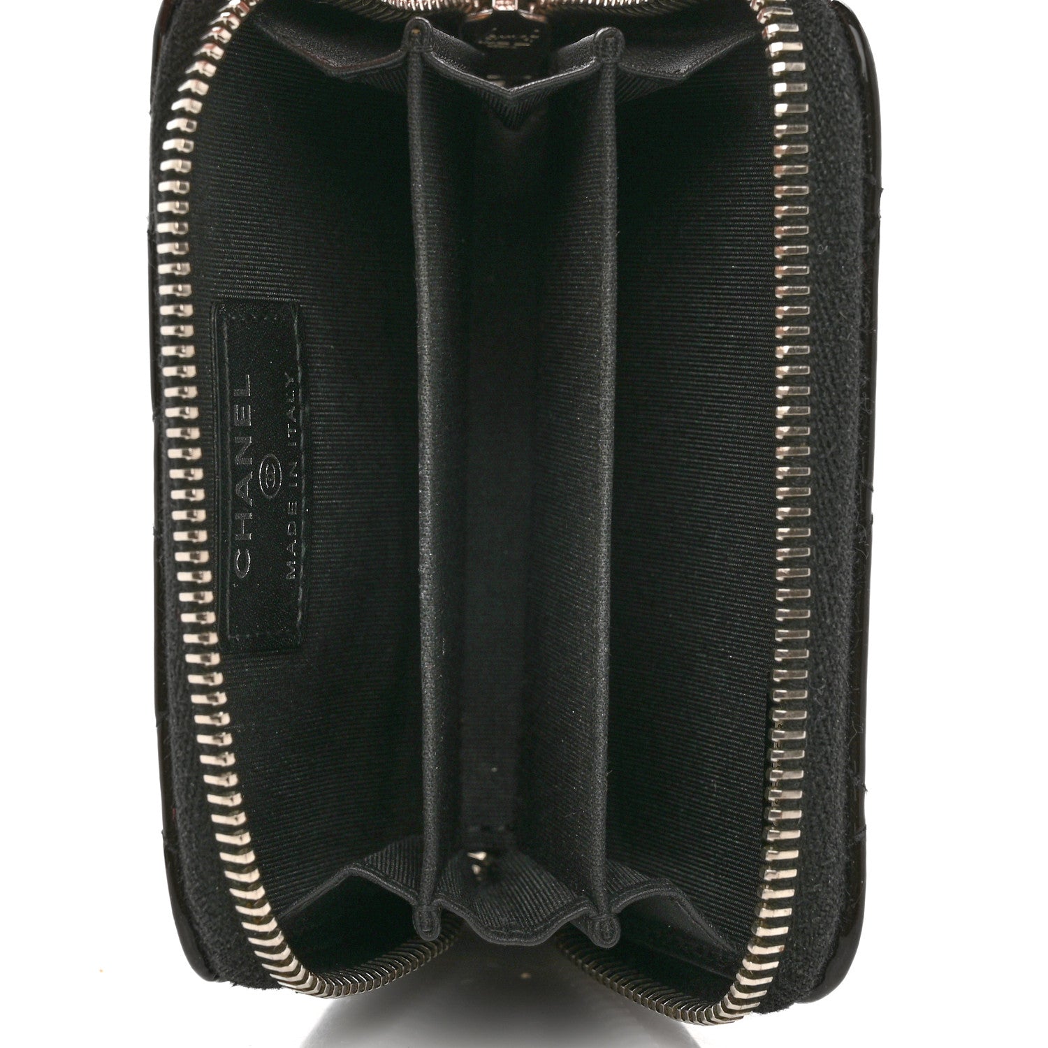 Chanel Patent Calfskin Quilted Brilliant Zip Coin Purse Wallet Black 5 of 9