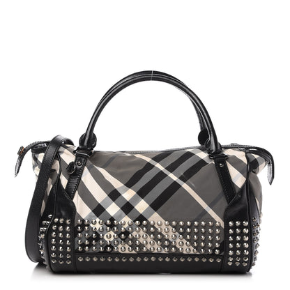 Burberry Nylon Beat Check Studded Medium Edenham Satchel Black 1 of 11