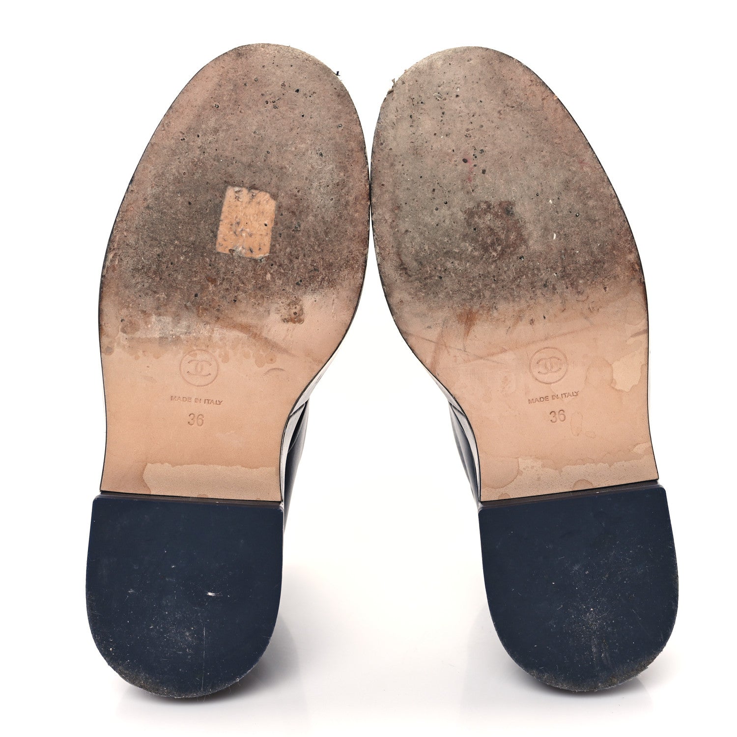 Chanel Calfskin Grosgrain Chain Lace Up CC Short Boots 36 Navy Black 6 of 9