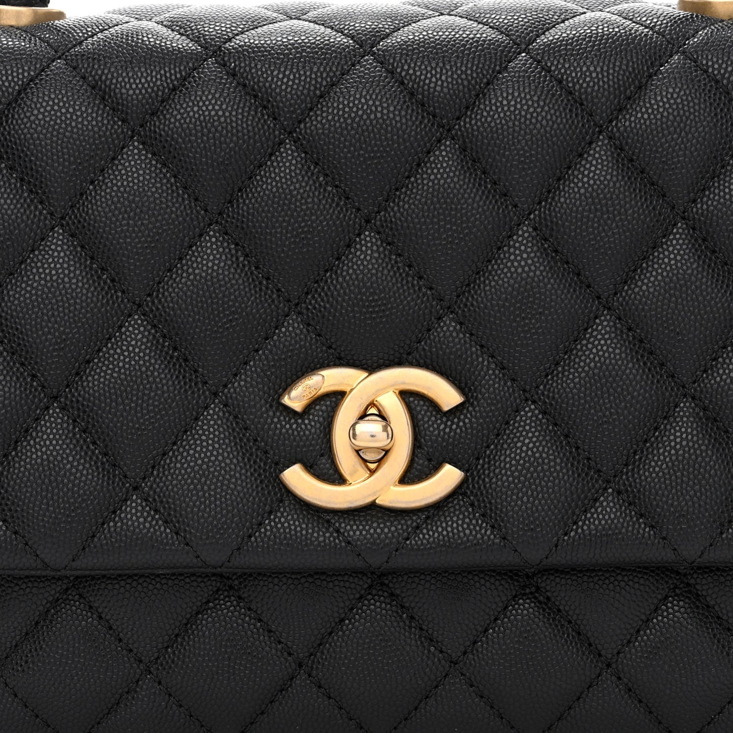 Caviar Quilted Small Coco Handle Flap Black