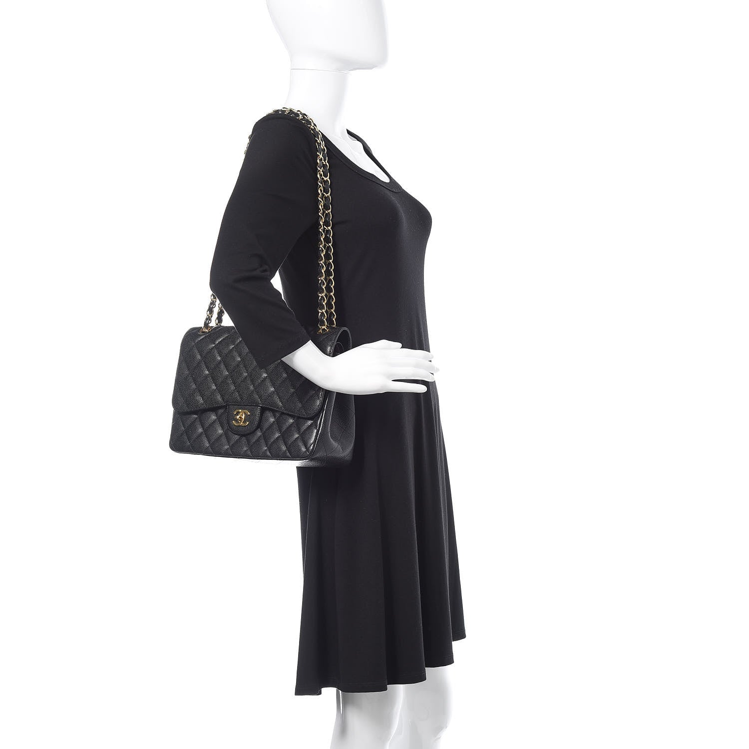 Chanel Caviar Quilted Jumbo Double Flap Black 2 of 15