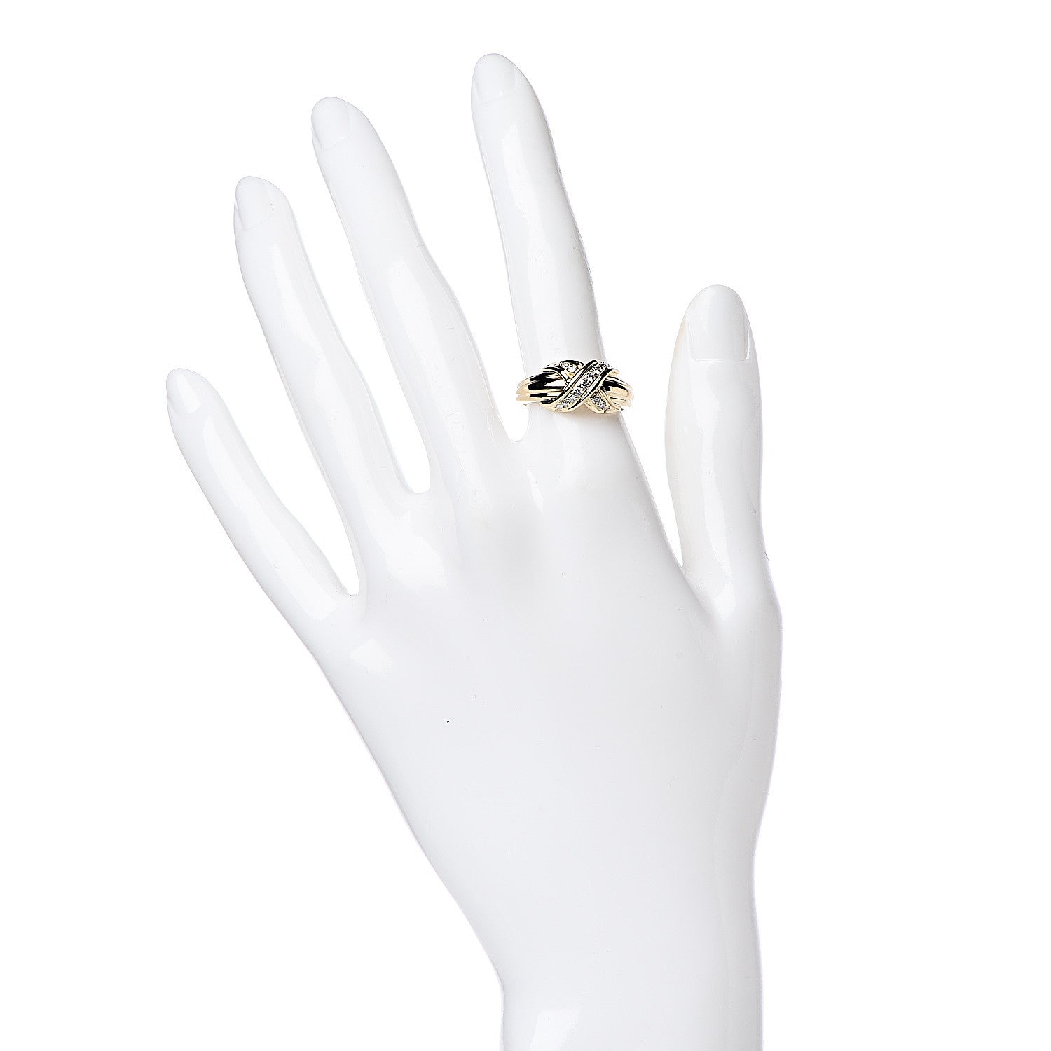 Tiffany 18K Yellow Gold Diamond Signature X Ring 52 6 2 of 6