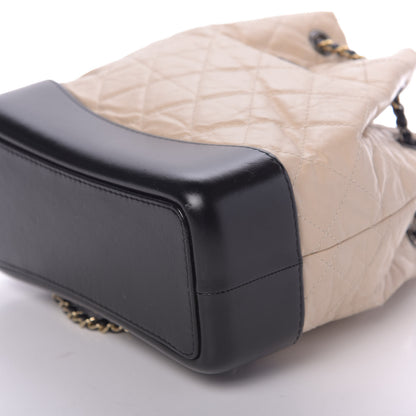 Chanel Aged Calfskin Quilted Small Gabrielle Backpack Beige Black 11 of 12