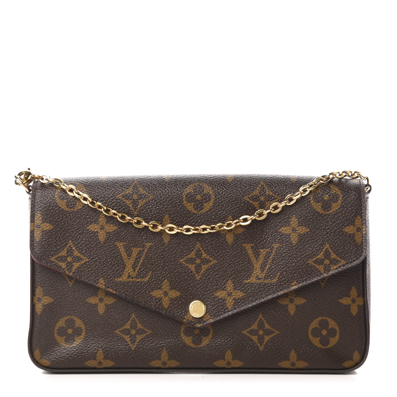 Louis Vuitton Monogram Pochette Felicie Chain Wallet Fuchsia 1 of 14