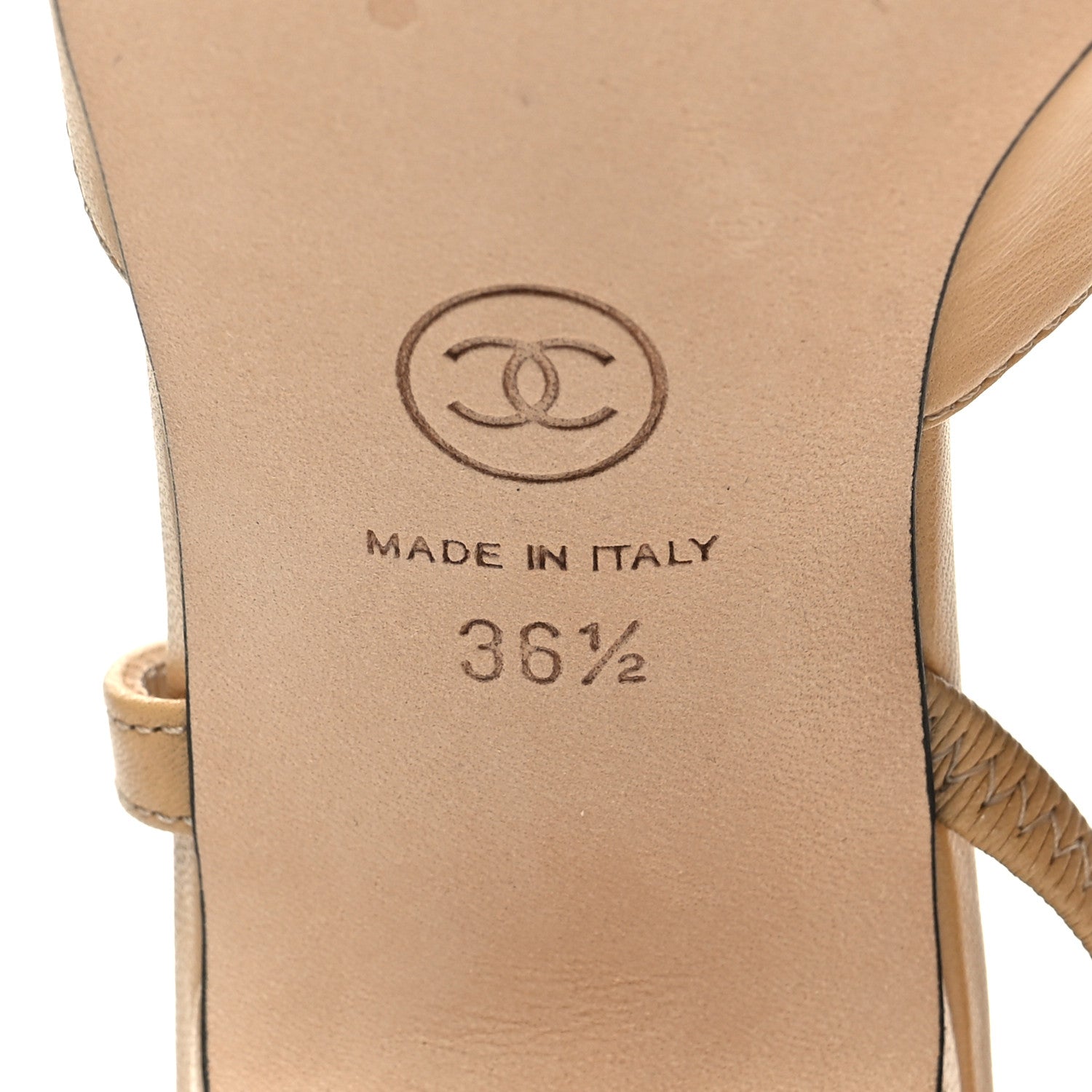 Chanel Goatskin Grosgrain Cap Toe CC Slingback Pumps 36.5 Beige Black 7 of 8