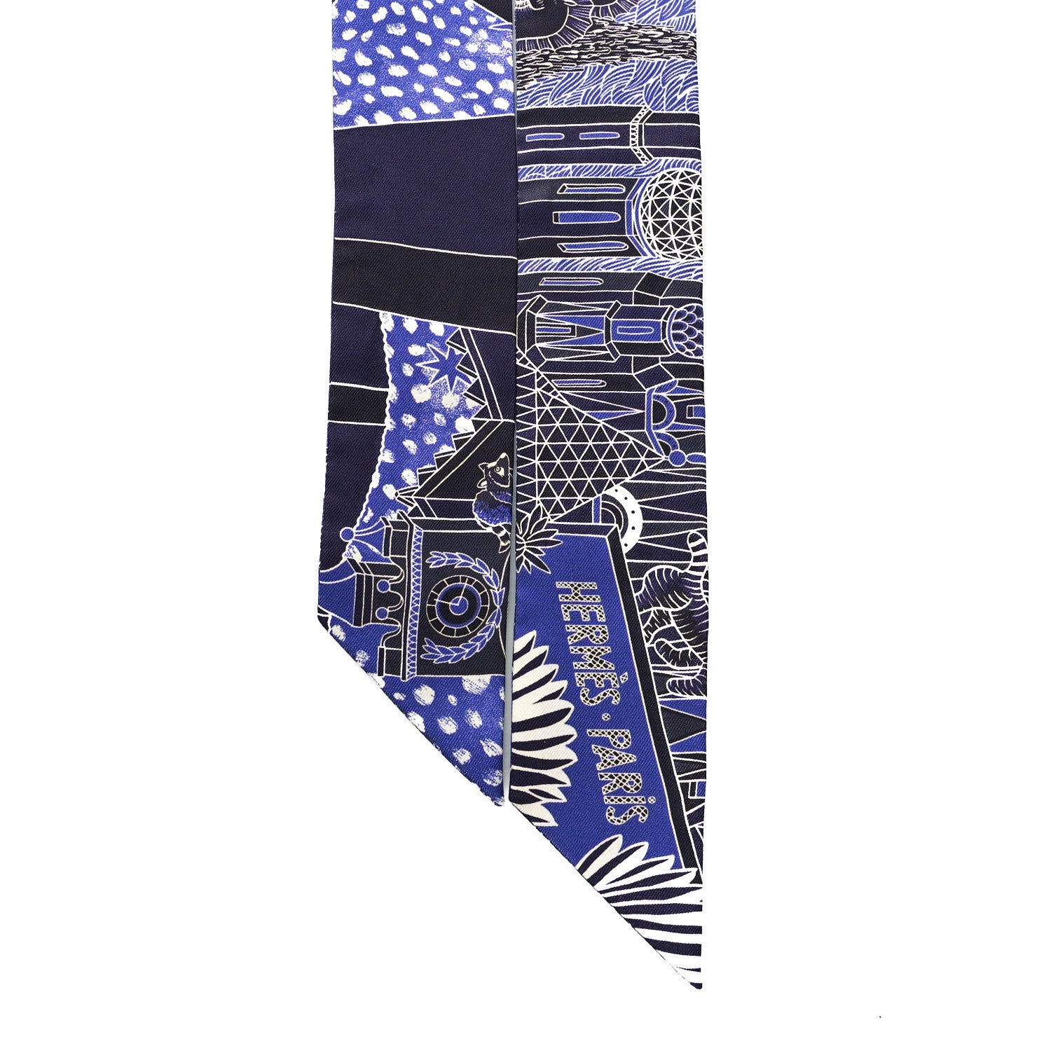 Hermes Silk Animapolis Plumetis Twilly Marine Bleu Royal 2 of 4