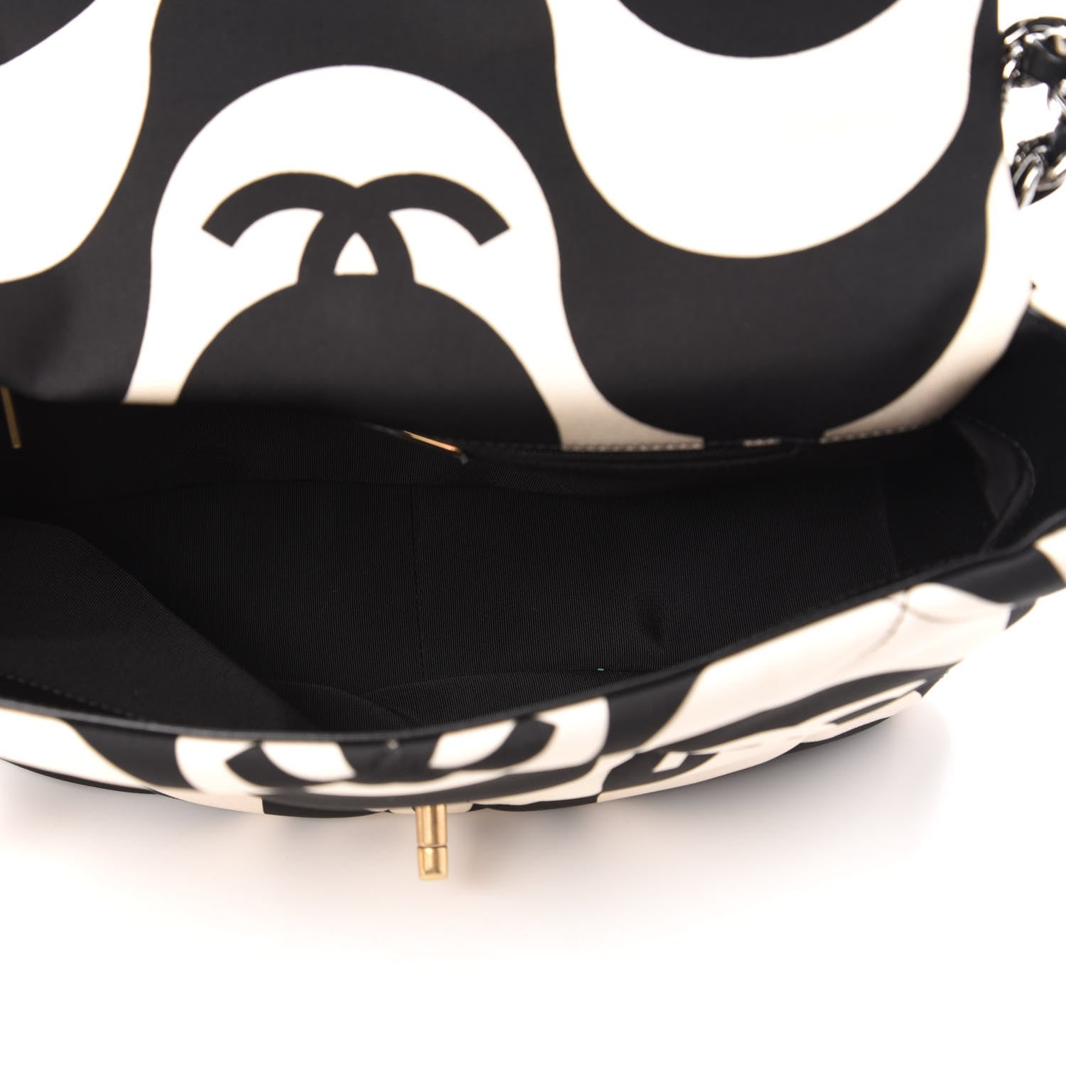 Chanel Fabric Printed Large Chanel 19 Flap Black Ecru 5 of 10