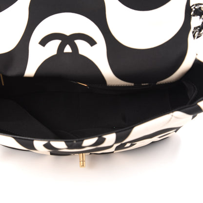 Chanel Fabric Printed Large Chanel 19 Flap Black Ecru 5 of 10