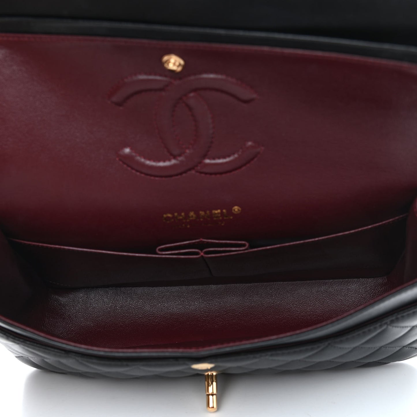 Lambskin Quilted Medium Double Flap Black