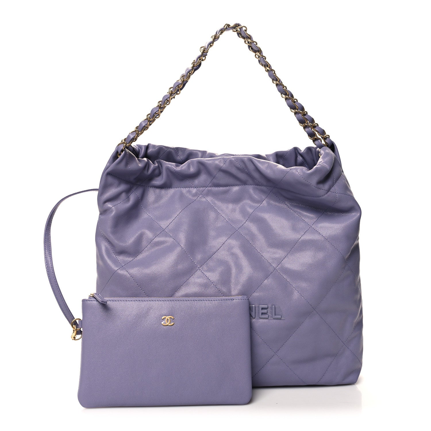 Chanel Shiny Caviar Quilted Monochrome Chanel 22 Light Purple 3 of 12