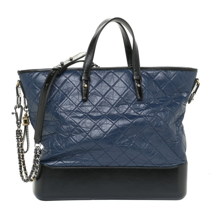 Chanel Aged Calfskin Quilted Large Gabrielle Shopping Tote Navy Black 1 of 13
