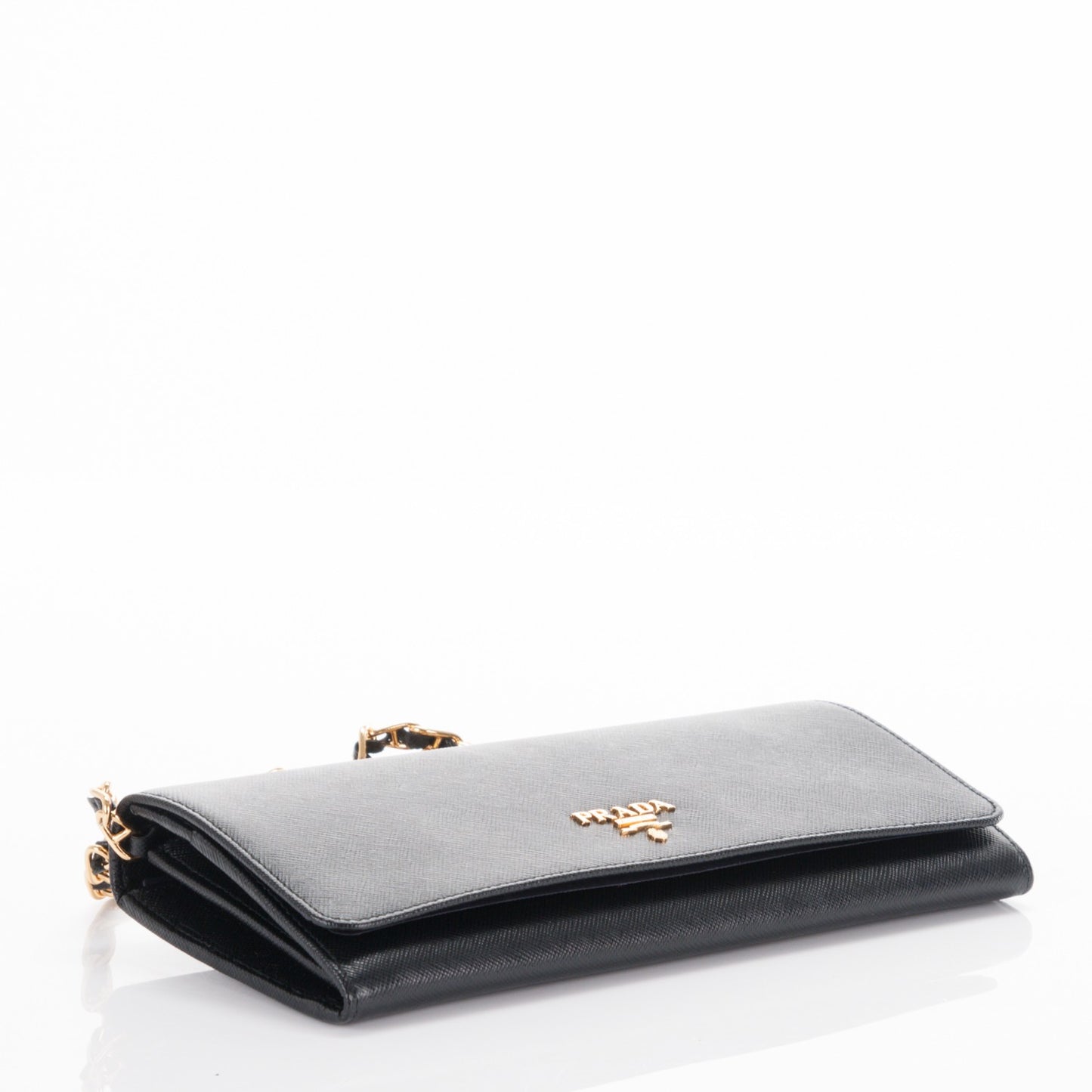 Saffiano Metal Oro Chain Wallet Nero Black
