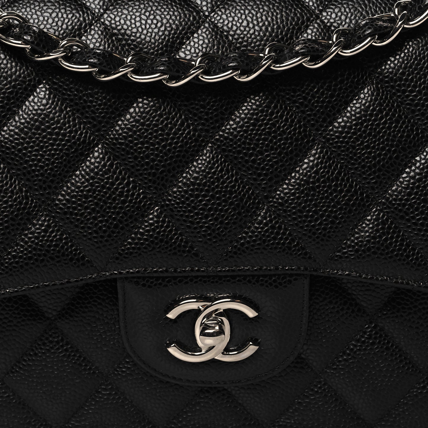 Caviar Quilted Jumbo Double Flap Black