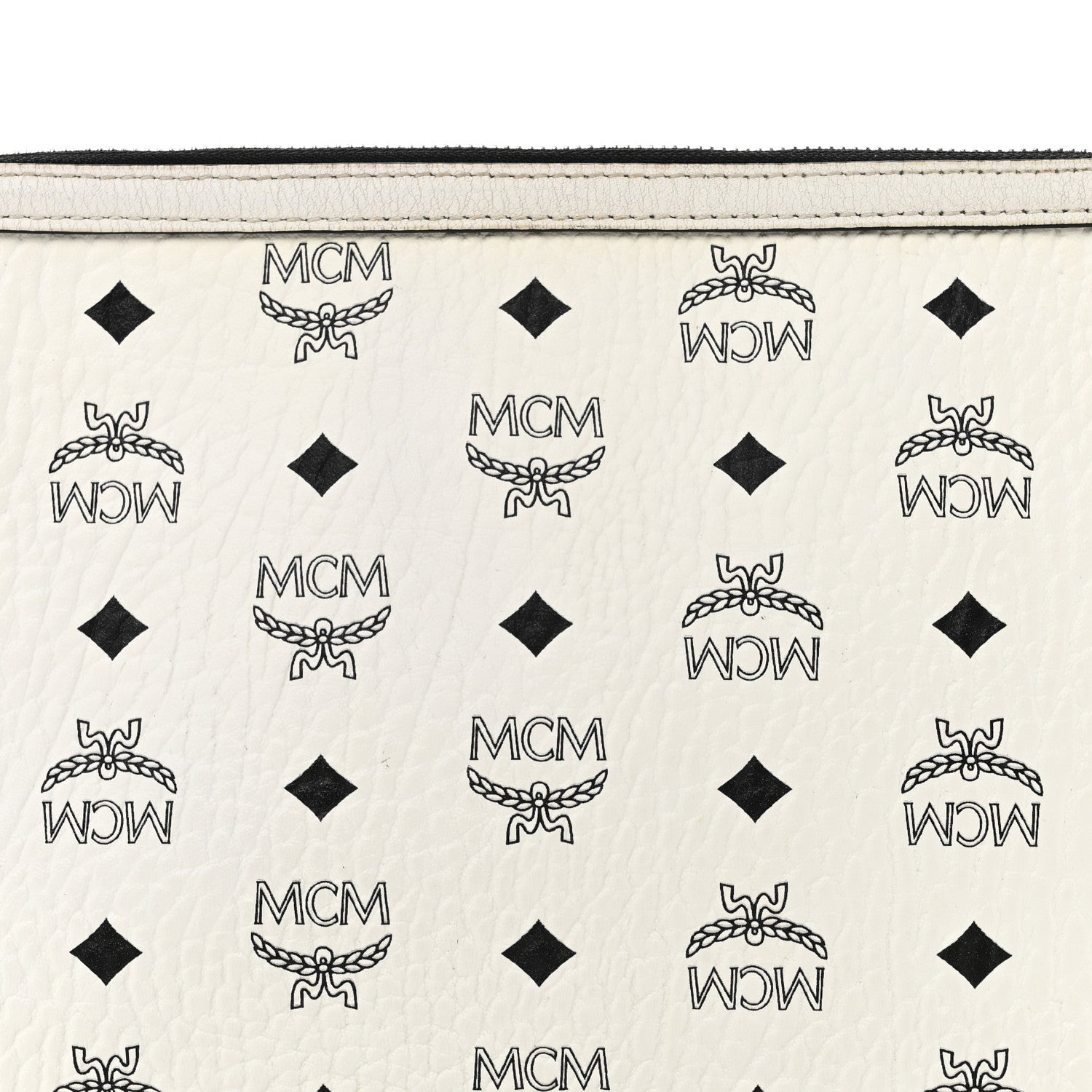 MCM Visetos Liz Shopper Tote Pouch White 7 of 10