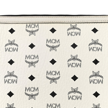 MCM Visetos Liz Shopper Tote Pouch White 7 of 10