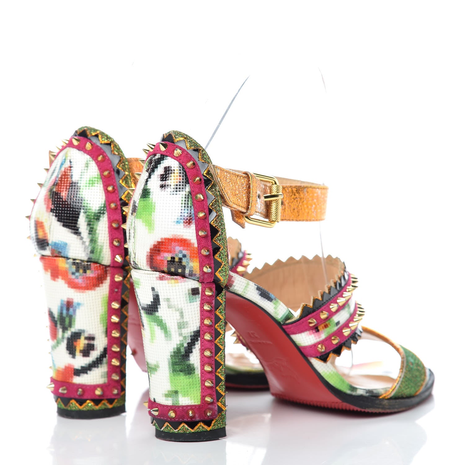 Christian Louboutin Metallic Glitter Spiked Montezumina 85 Sandals 37 Multicolor 4 of 21