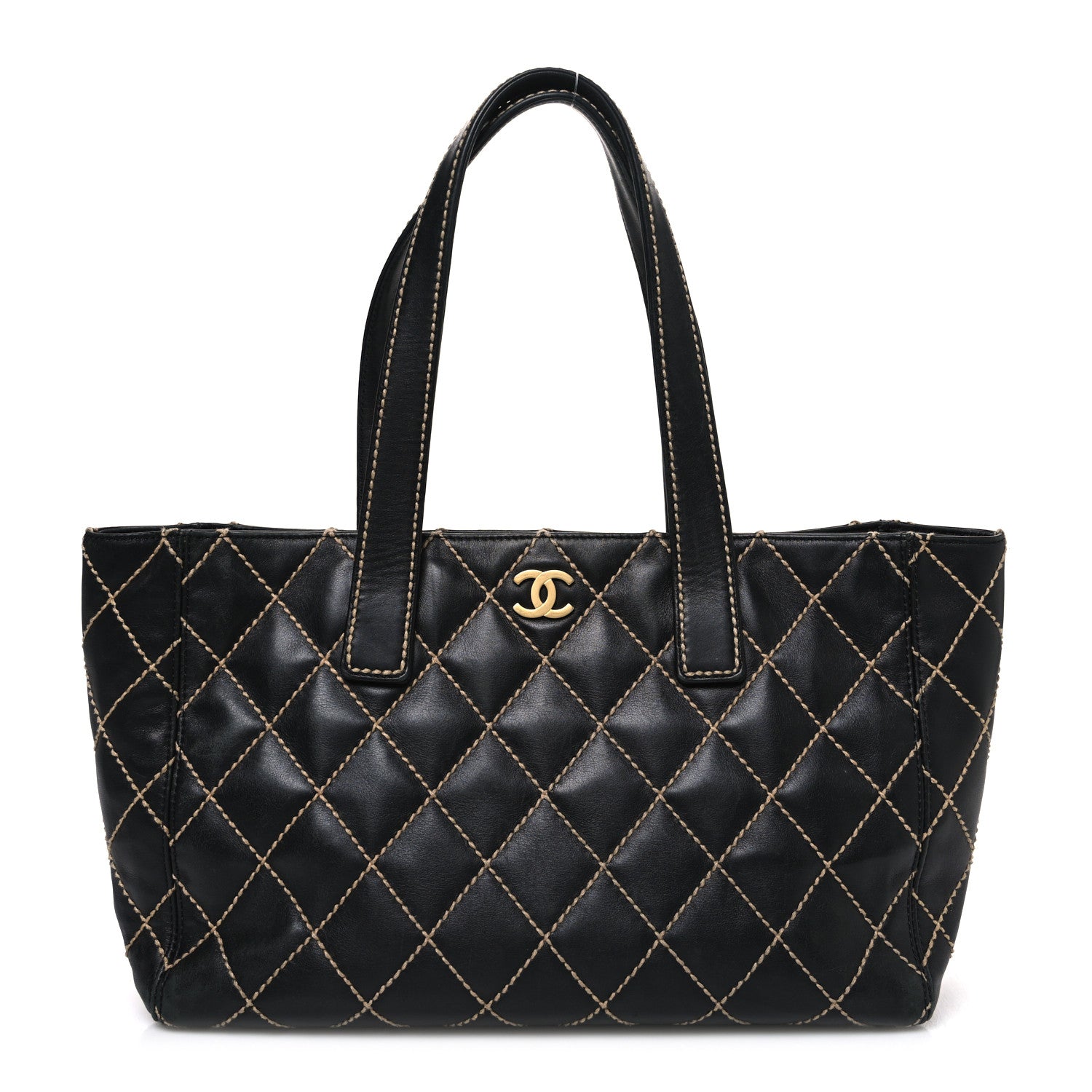 Chanel Calfskin Contrast Stitch Surpique Tote Black 1 of 11