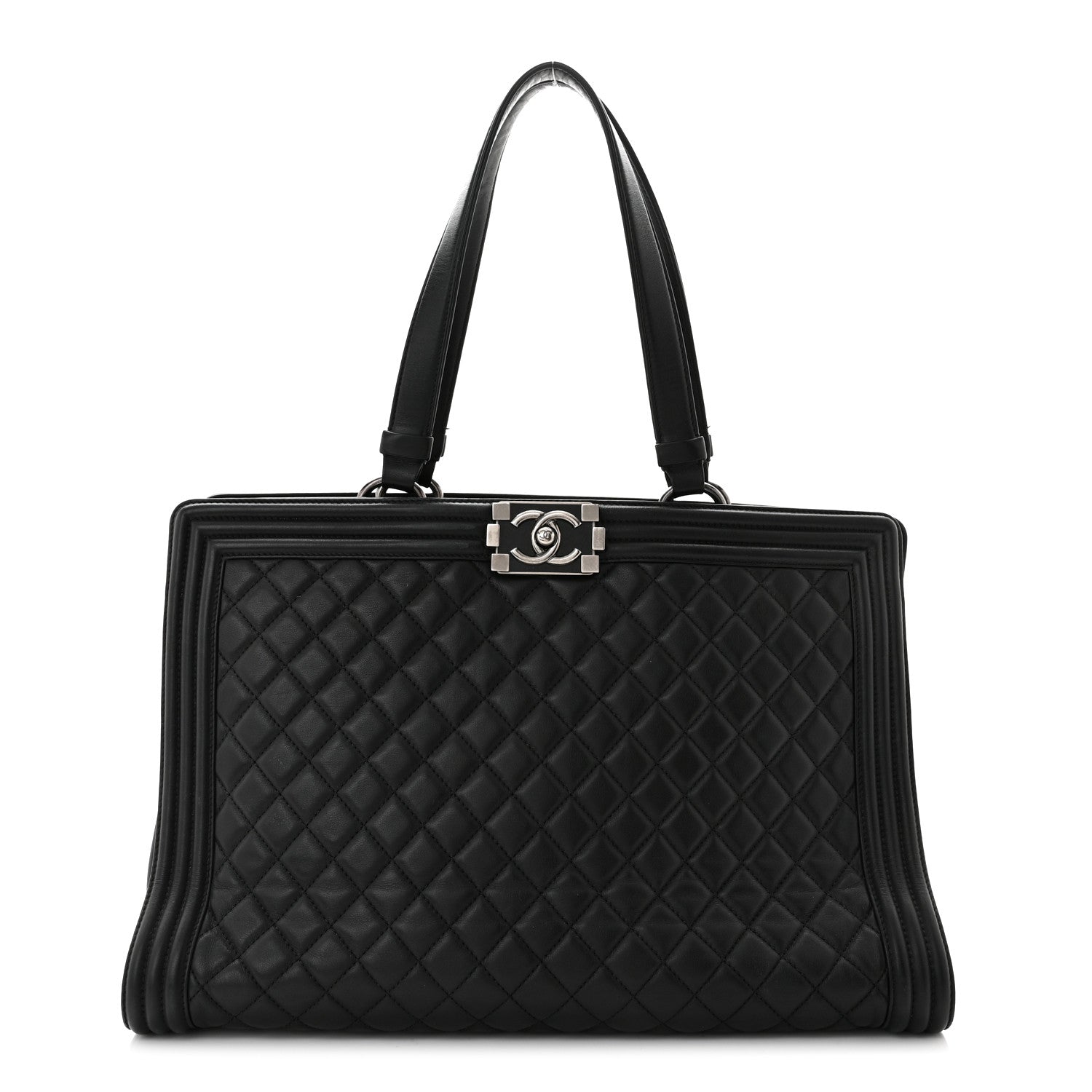 Chanel Calfskin Quilted Boy Shopping Tote Black 1 of 11
