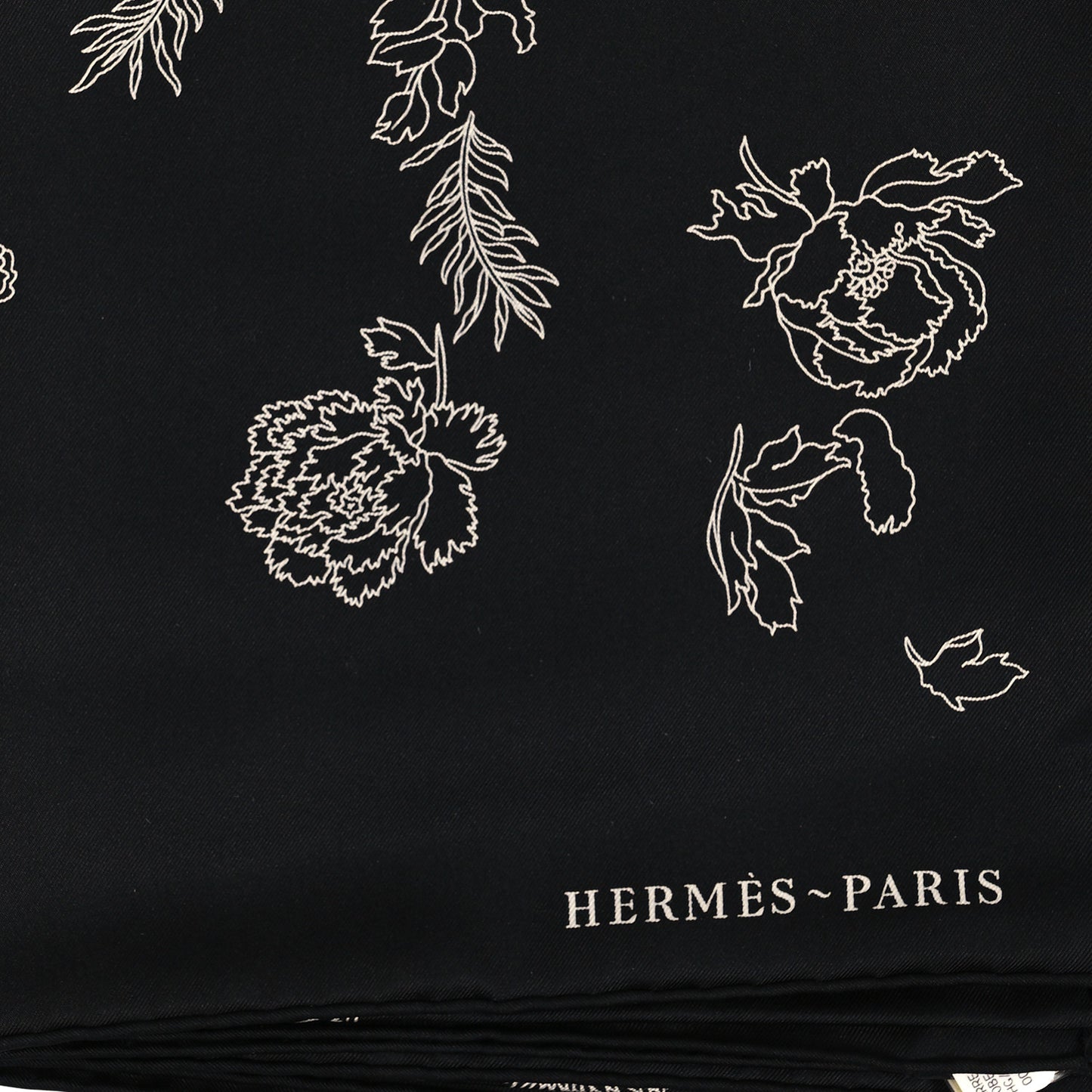 Silk Robe Legere Scarf 90 Black White