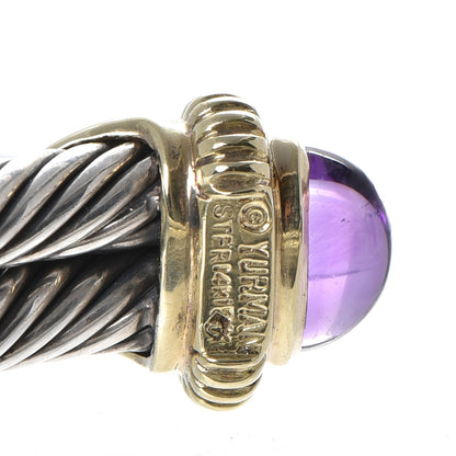 David Yurman Sterling Silver 14K Yellow Gold Amethyst Green Onyx Double Cuff 4 of 5