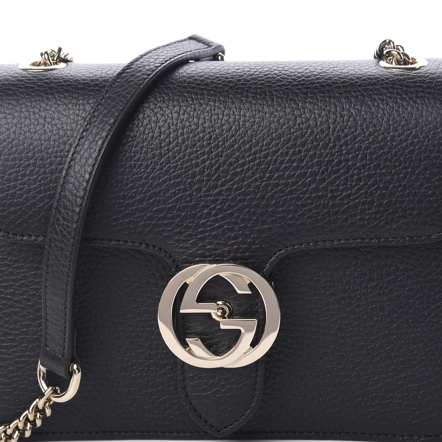 Dollar Calfskin Small Interlocking G Shoulder Bag Black