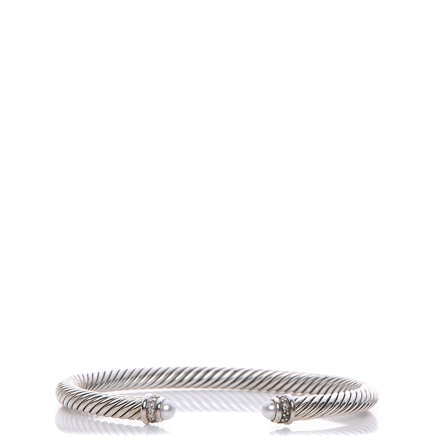 Sterling Silver Diamond Pearl 5mm Cable Classics Bracelet