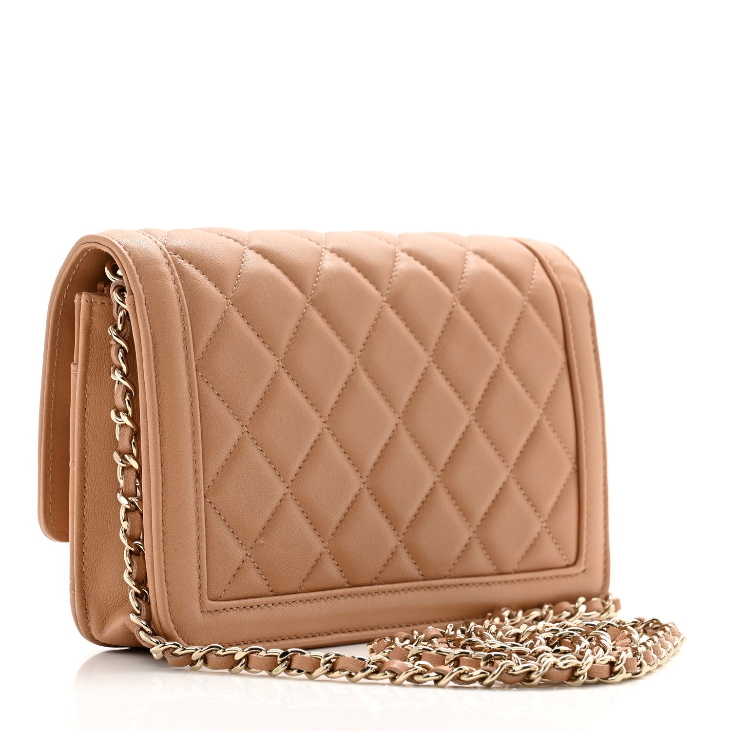 Chanel Lambskin Quilted Hold The Line Wallet On Chain WOC Dark Beige 3 of 11
