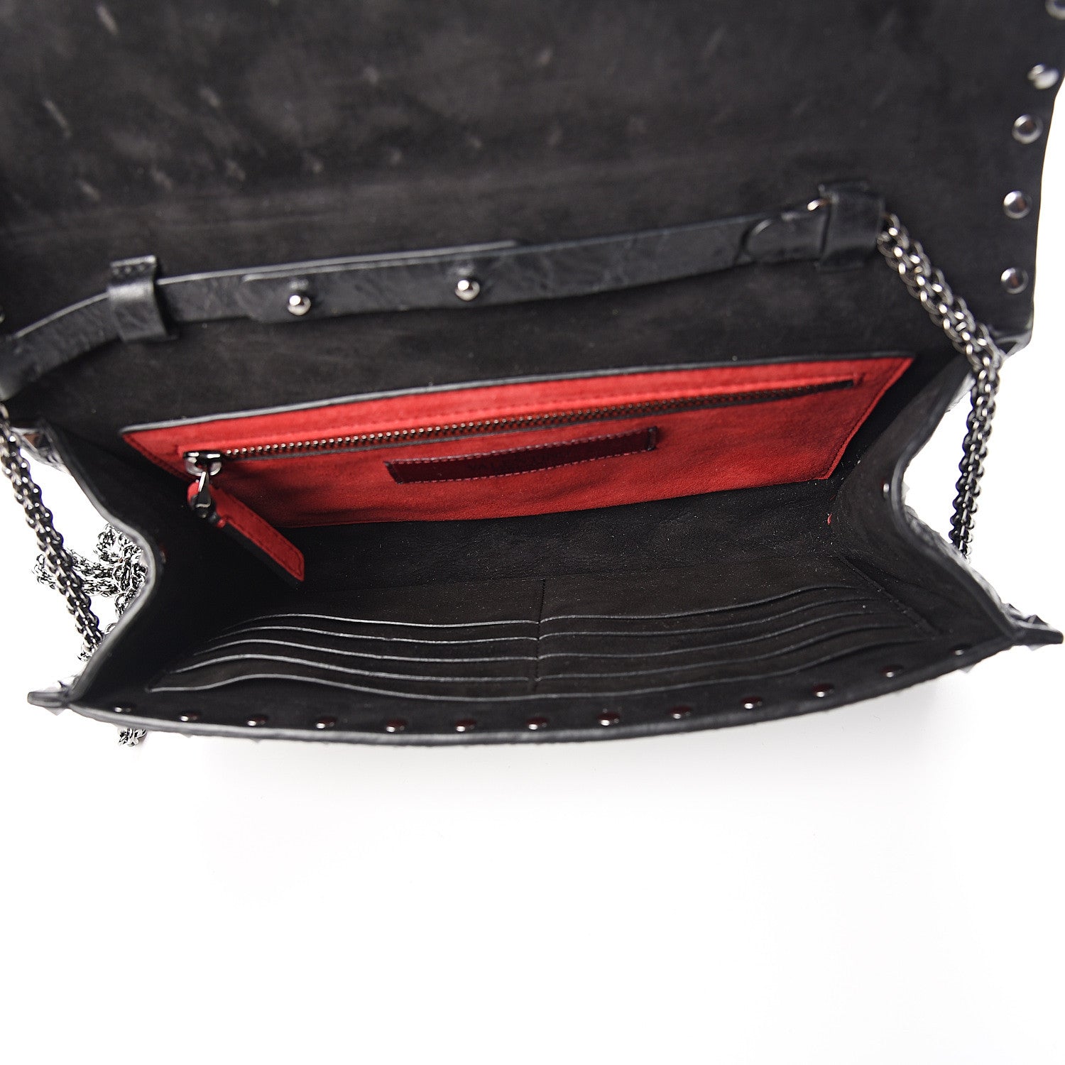 Valentino Garavani Craquele Nappa Rockstud Spike Wallet on Chain Black 4 of 9