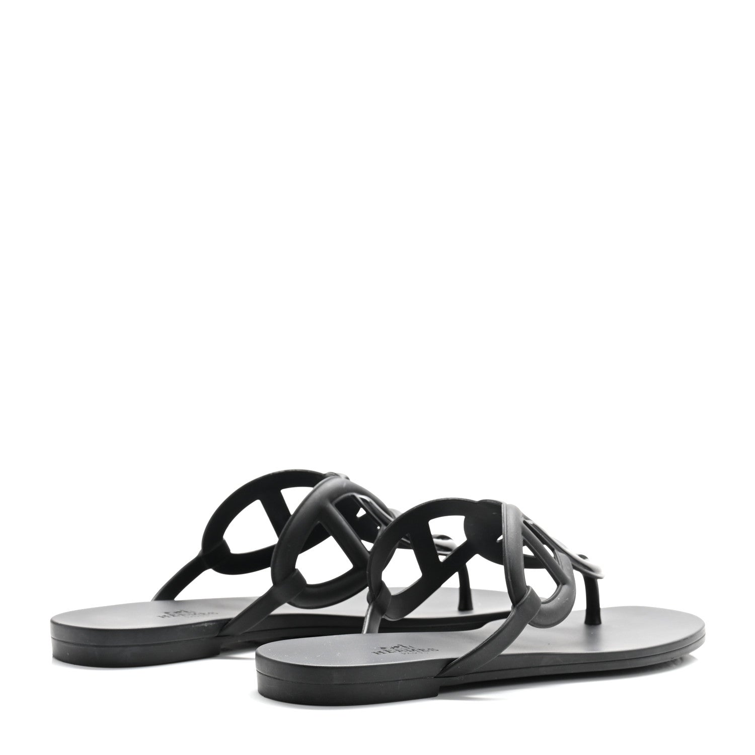 Hermes Rubber Womens Egerie Sandals 37 Black 5 of 10