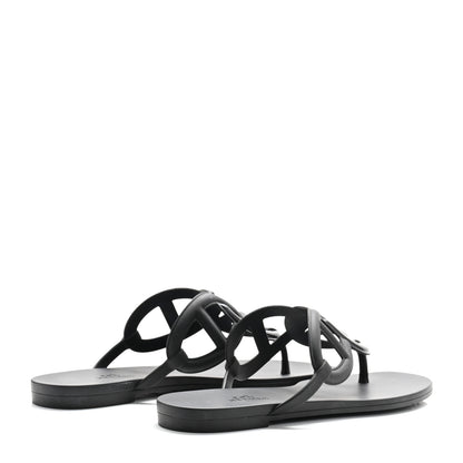 Hermes Rubber Womens Egerie Sandals 37 Black 5 of 10