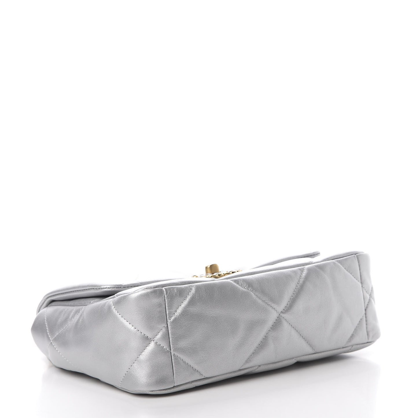 Metallic Goatskin Quilted Medium 19 Flap Silver