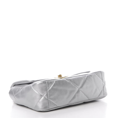 Chanel Metallic Goatskin Quilted Medium 19 Flap Silver 4 of 11