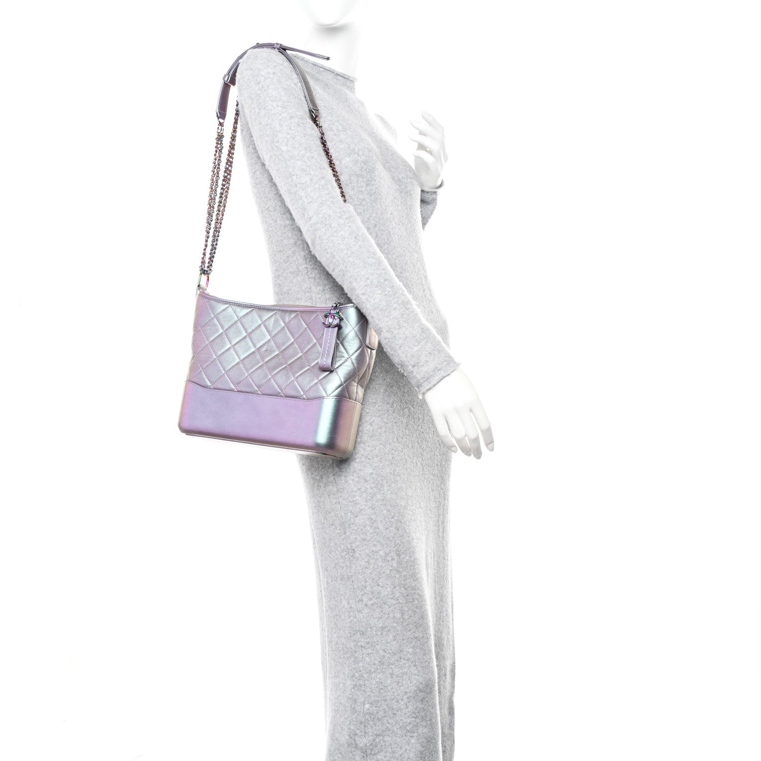 Chanel Iridescent Lambskin Calfskin Quilted Medium Gabrielle Hobo Light Purple 2 of 11