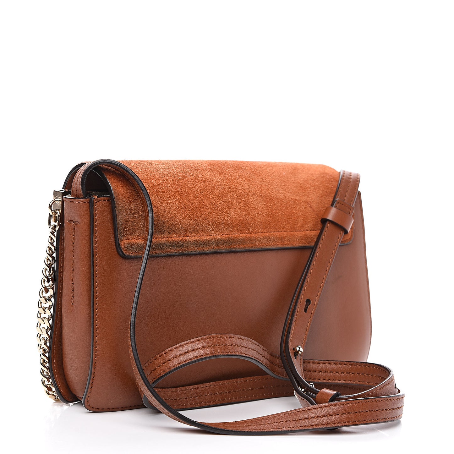 Suede Calfskin Small Faye Shoulder Bag Tobacco