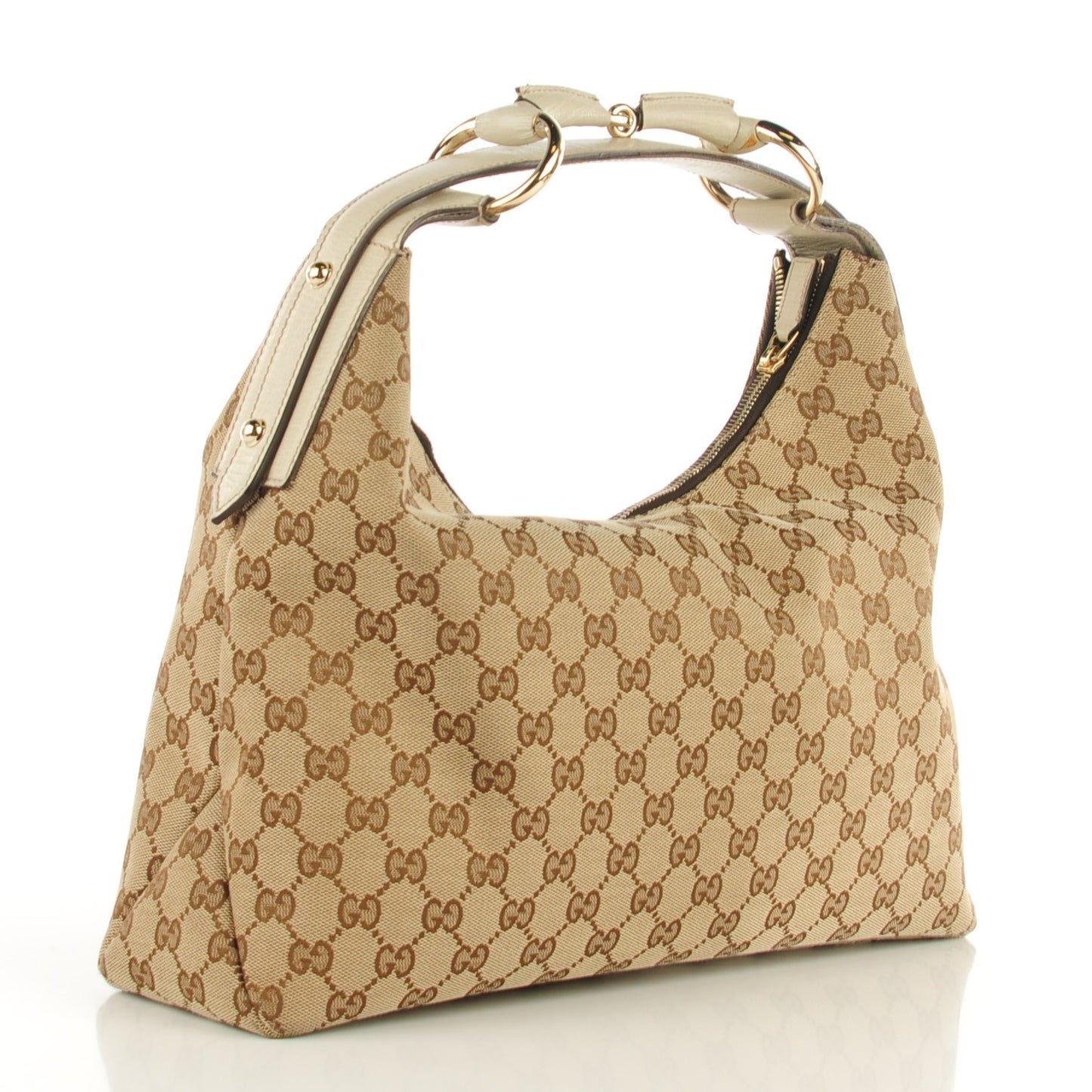 Monogram Medium Horsebit Chain Hobo Off White