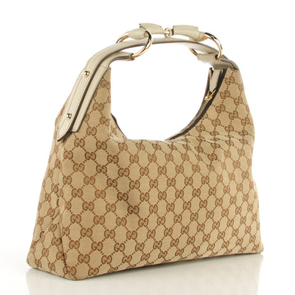 Gucci Monogram Medium Horsebit Chain Hobo Off White 3 of 7