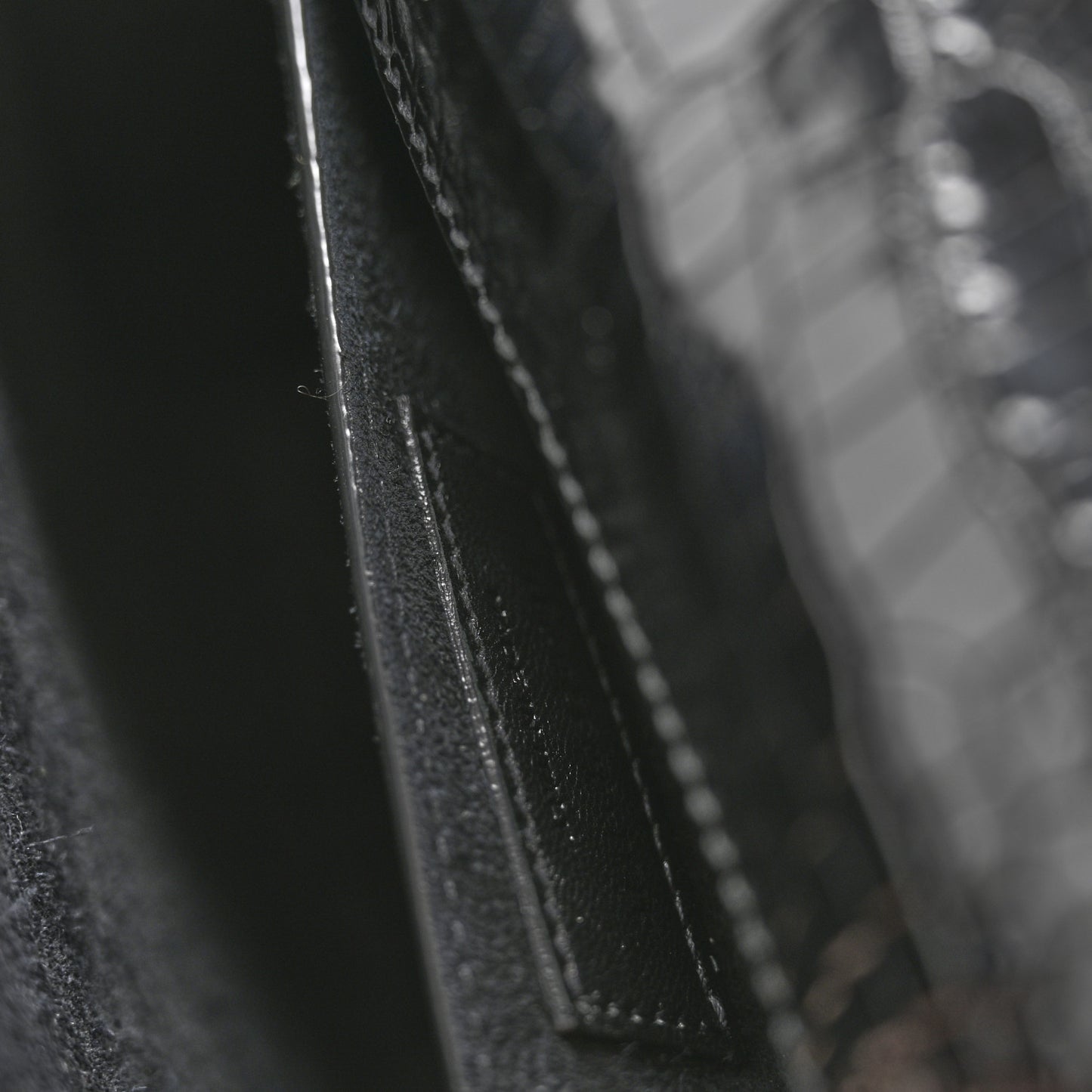 Calfskin Crocodile Embossed Medium Monogram Sunset Black