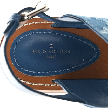 Louis Vuitton Monogram Denim Starboard Flat Thong Sandal 39 Blue 7 of 8