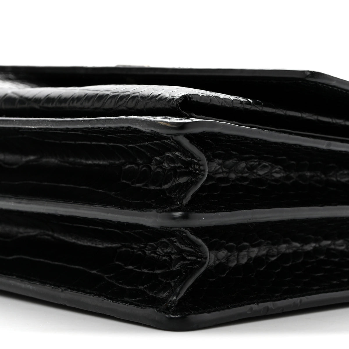 Calfskin Crocodile Embossed Medium Monogram Sunset Black
