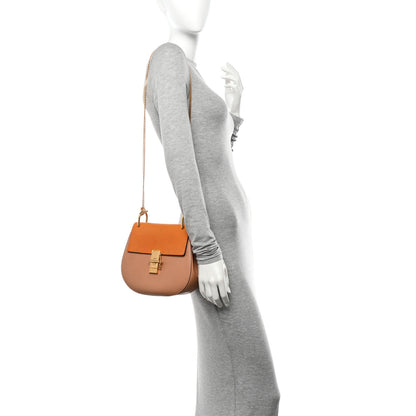 Chloe Grained Calfskin Lambskin Drew Shoulder Bag Wet Sand Sunflower 2 of 13