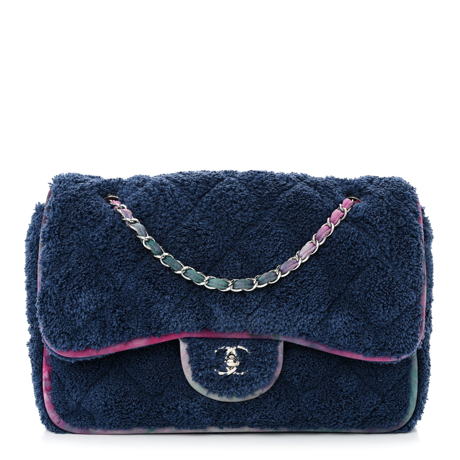 Chanel Mixed Fibers Quilted Large Flap Bag  Navy Blue 1 of 10