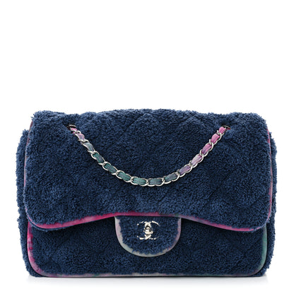 Chanel Mixed Fibers Quilted Large Flap Bag  Navy Blue 1 of 10