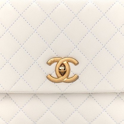 Chanel Caviar Lizard Quilted Small Coco Handle Flap White Beige 8 of 11