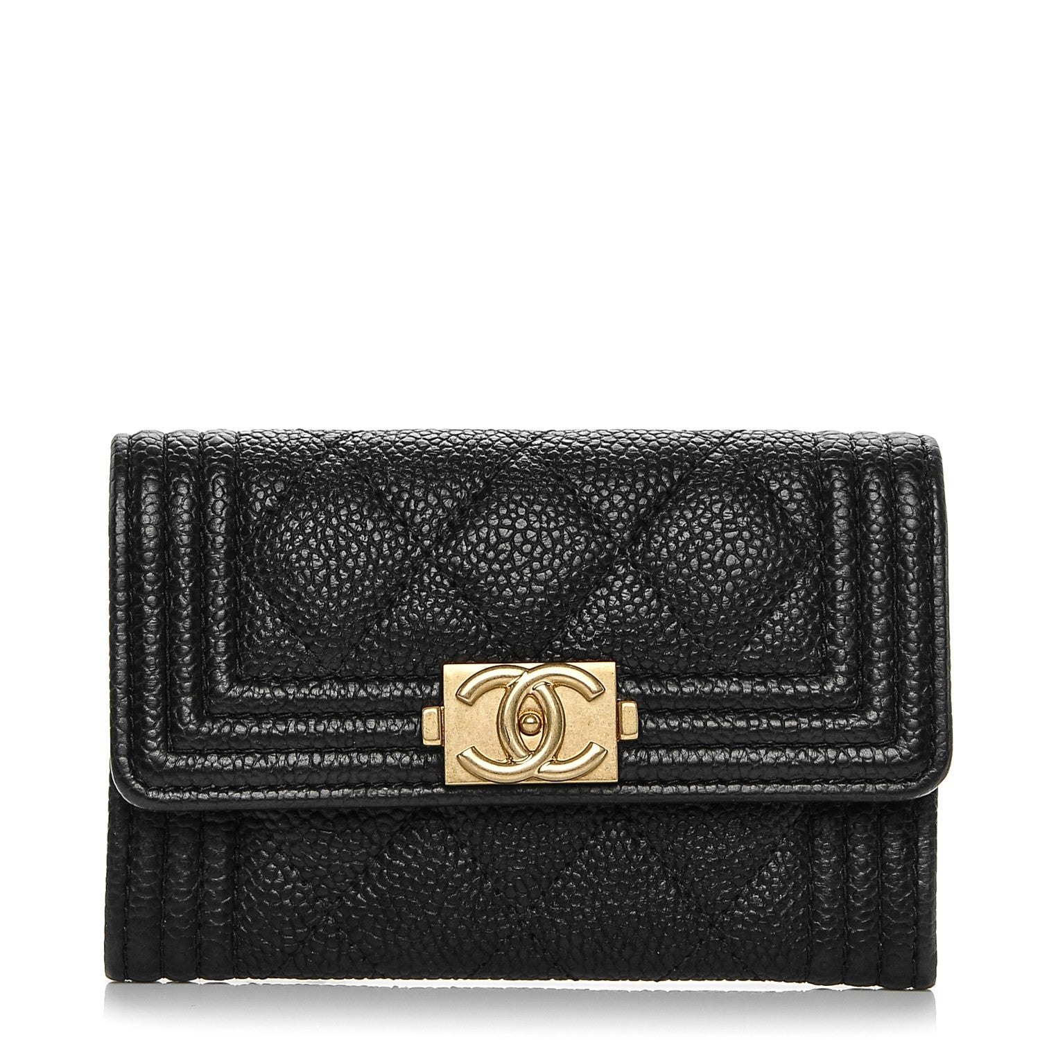 Chanel Caviar Quilted Boy Flap Card Holder Black 1 of 8