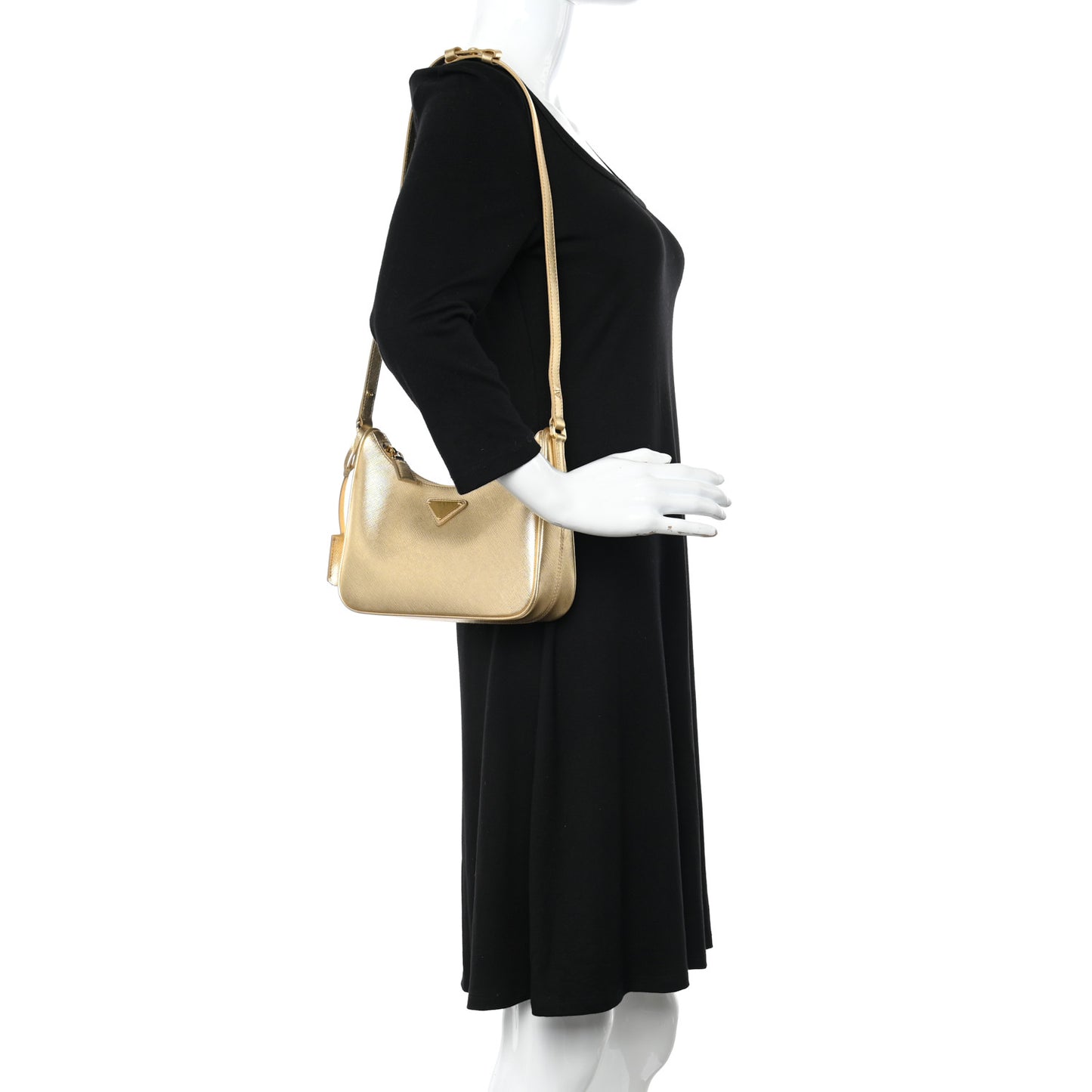 Saffiano Lux Mini Re-Edition Shoulder Bag Platino