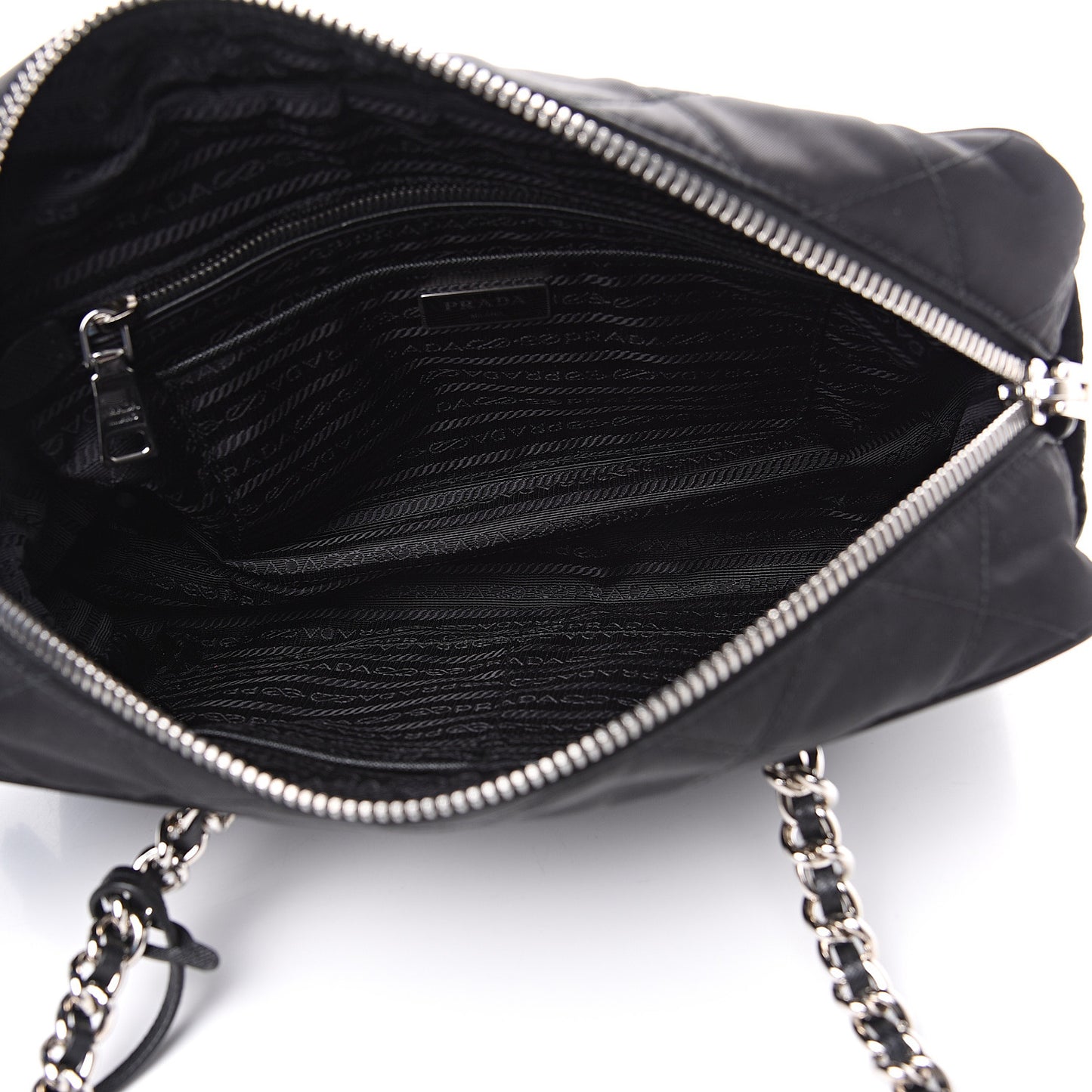 Nylon Tessuto Impuntu Quilted Shoulder Bag Black